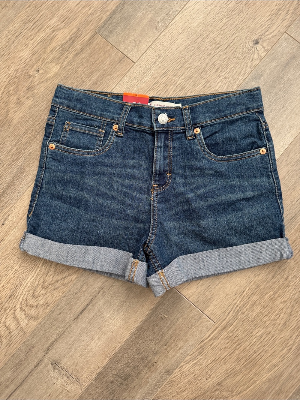 Levi's Dark Blue Denim Roll-Cuff Jean Shorts